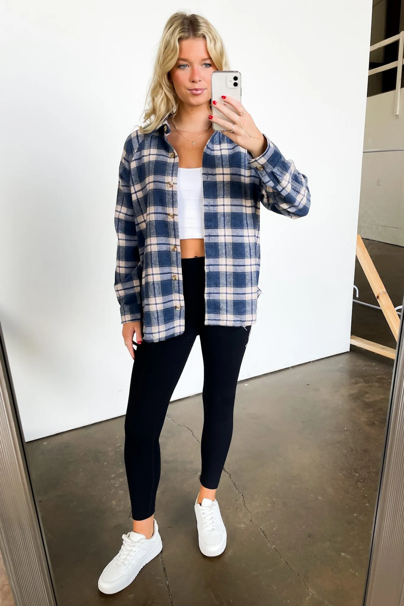 Keep It Cozy Oversized Button Down Plaid Flannel Top