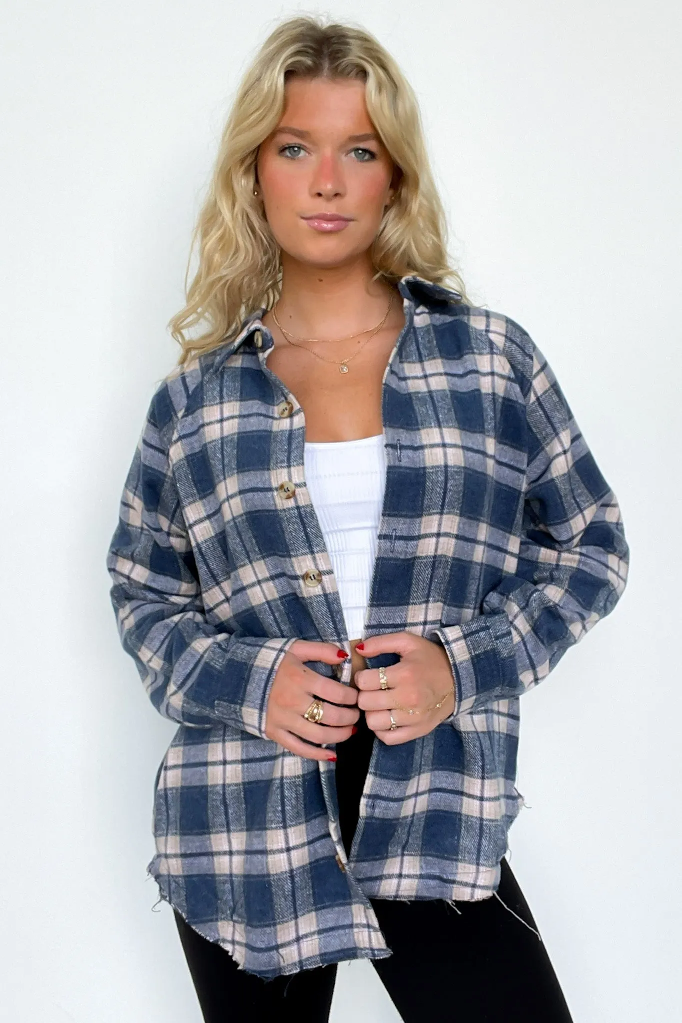 Keep It Cozy Oversized Button Down Plaid Flannel Top