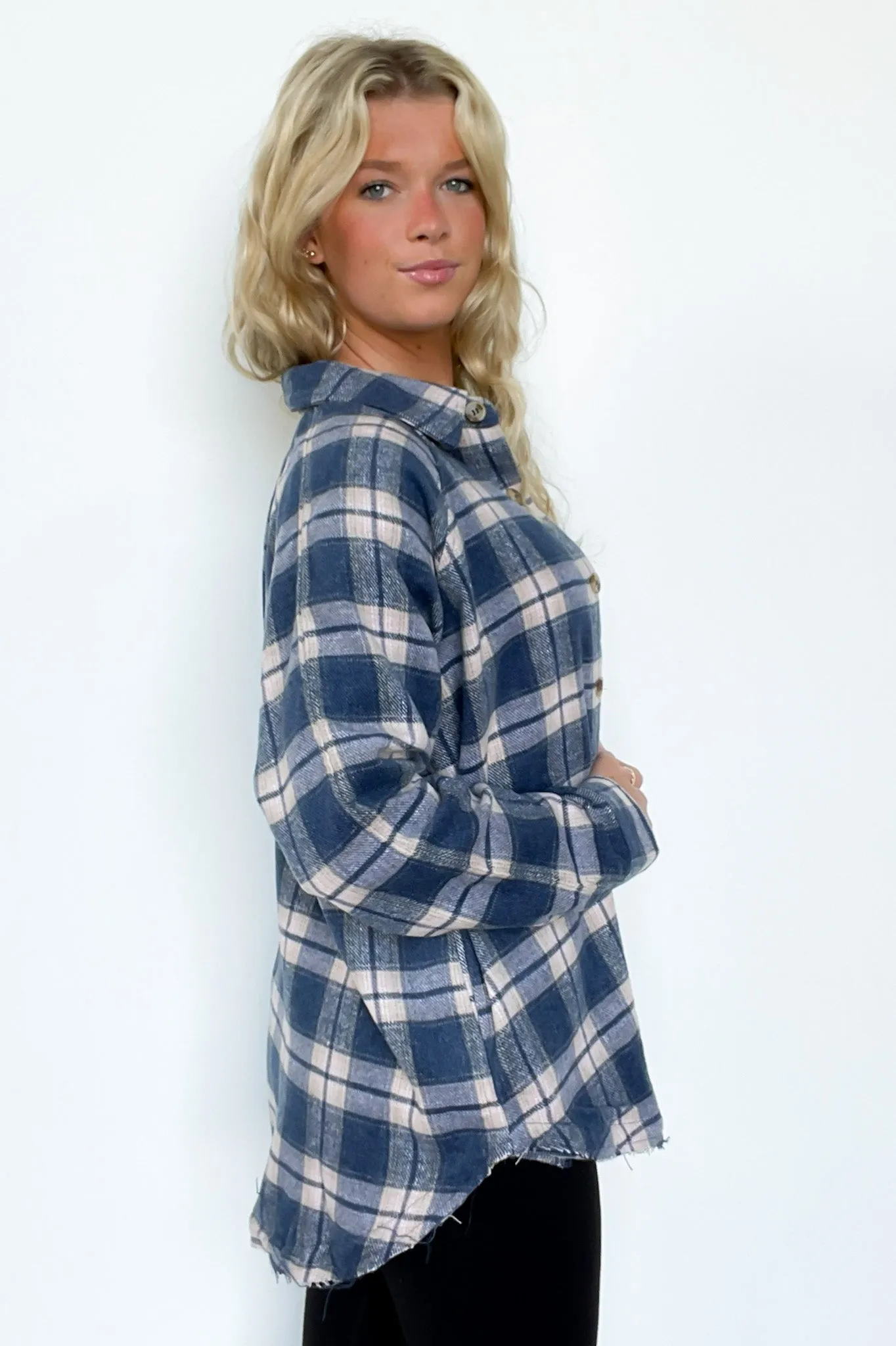 Keep It Cozy Oversized Button Down Plaid Flannel Top