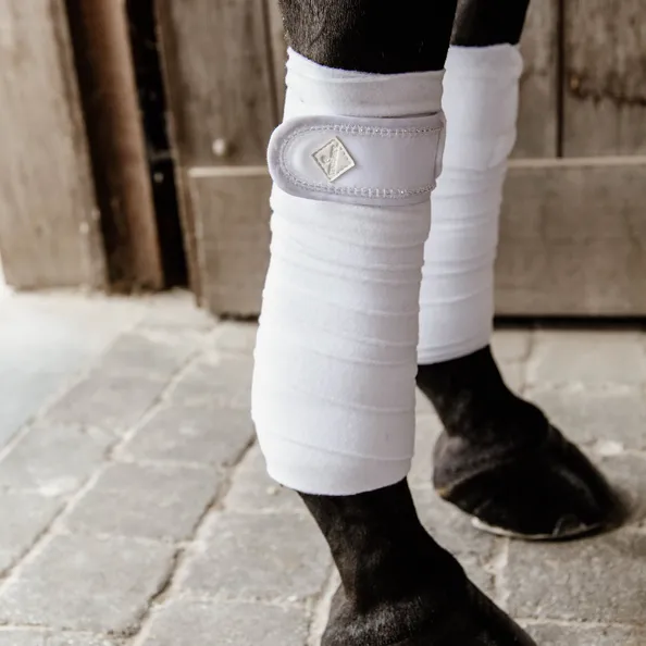Kentucky Horsewear Polar Fleece Bandage Pearls, White, Full