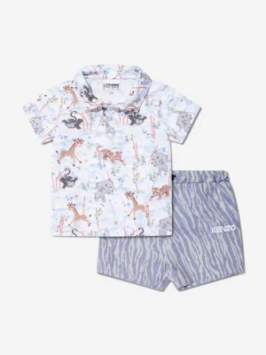 KENZO Baby Boys Organic Cotton Polo Shirt And Shorts in White