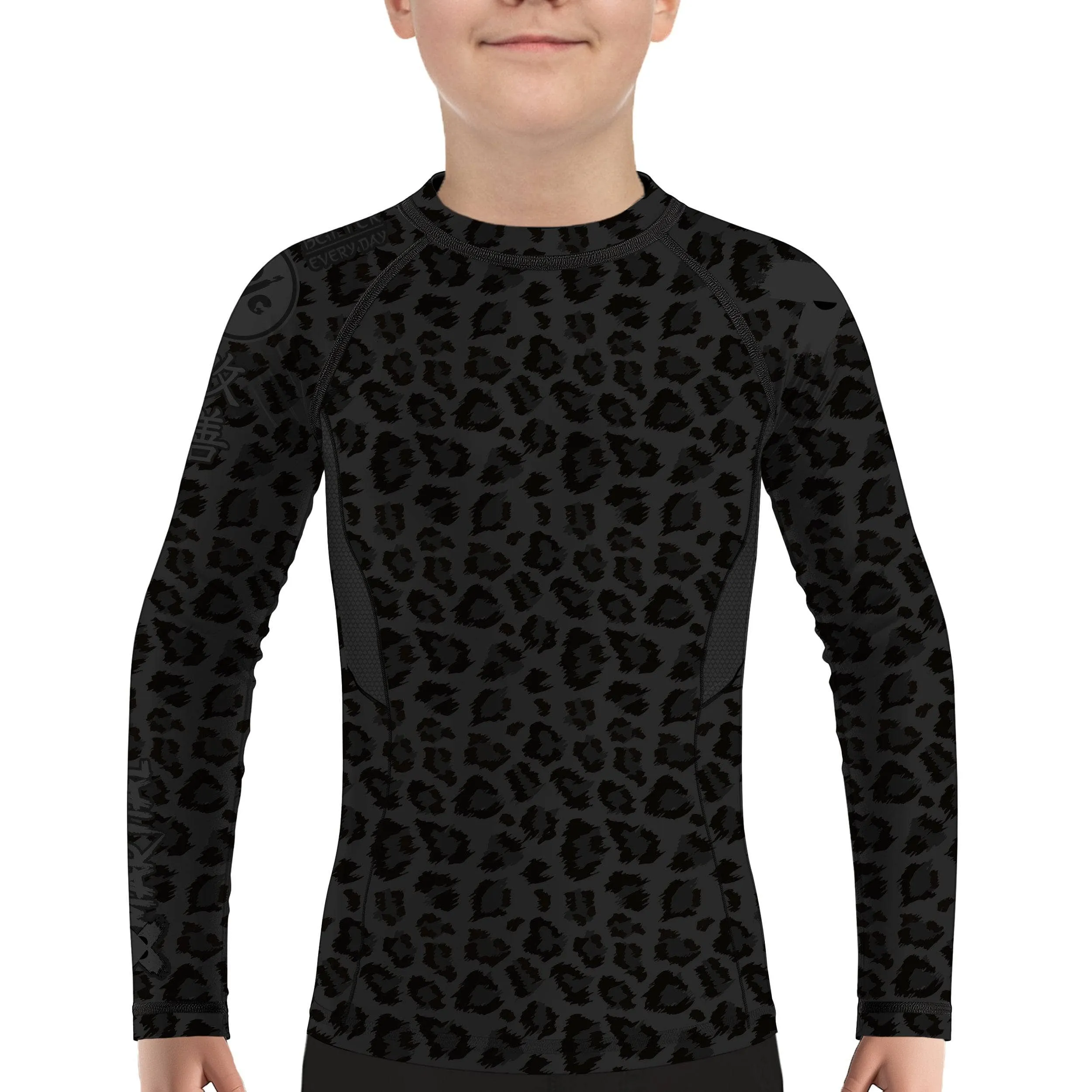 Kids BJJ Rash Guard Black Leopard X-Tech 25 Series