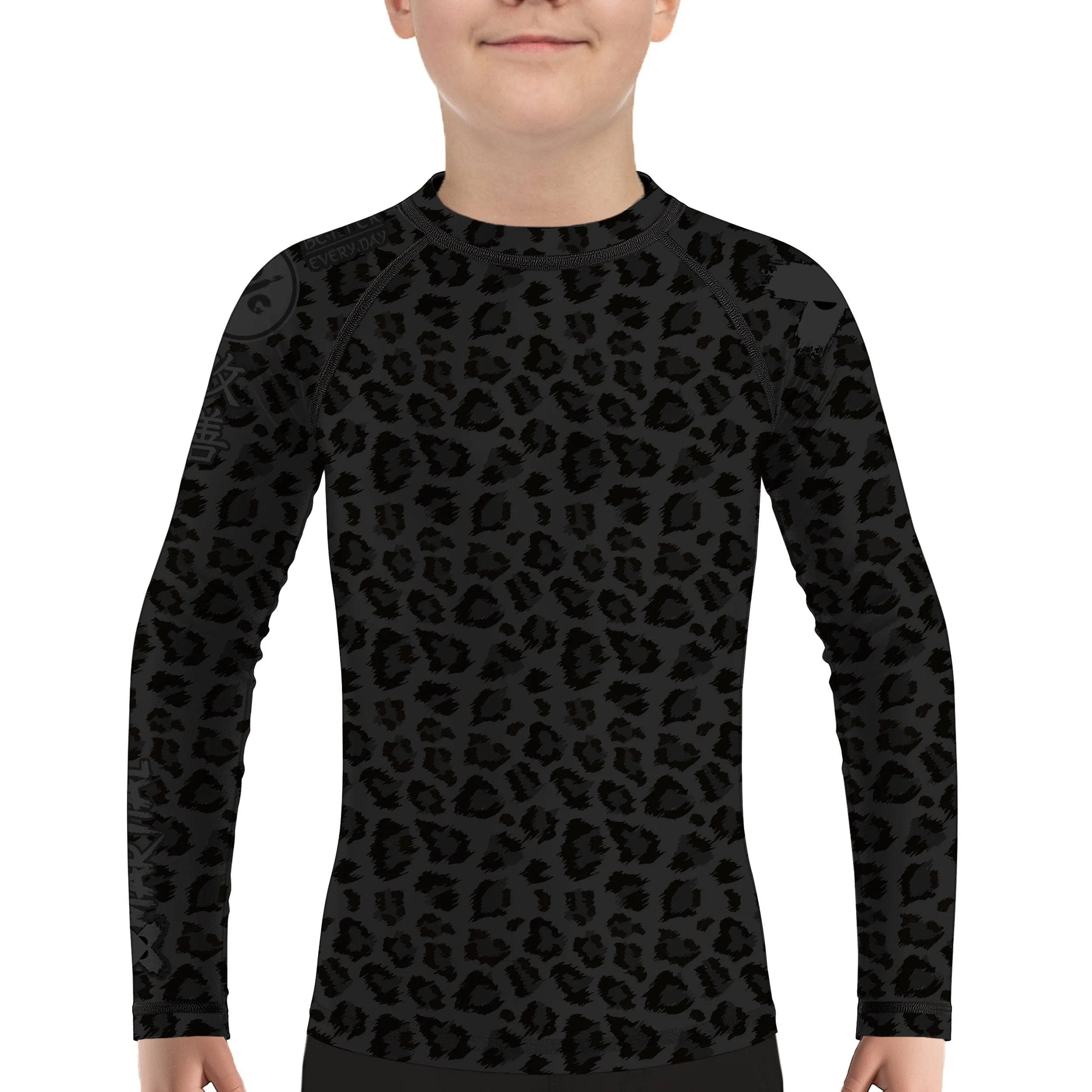 Kids BJJ Rash Guard Black Leopard X-Tech 25 Series