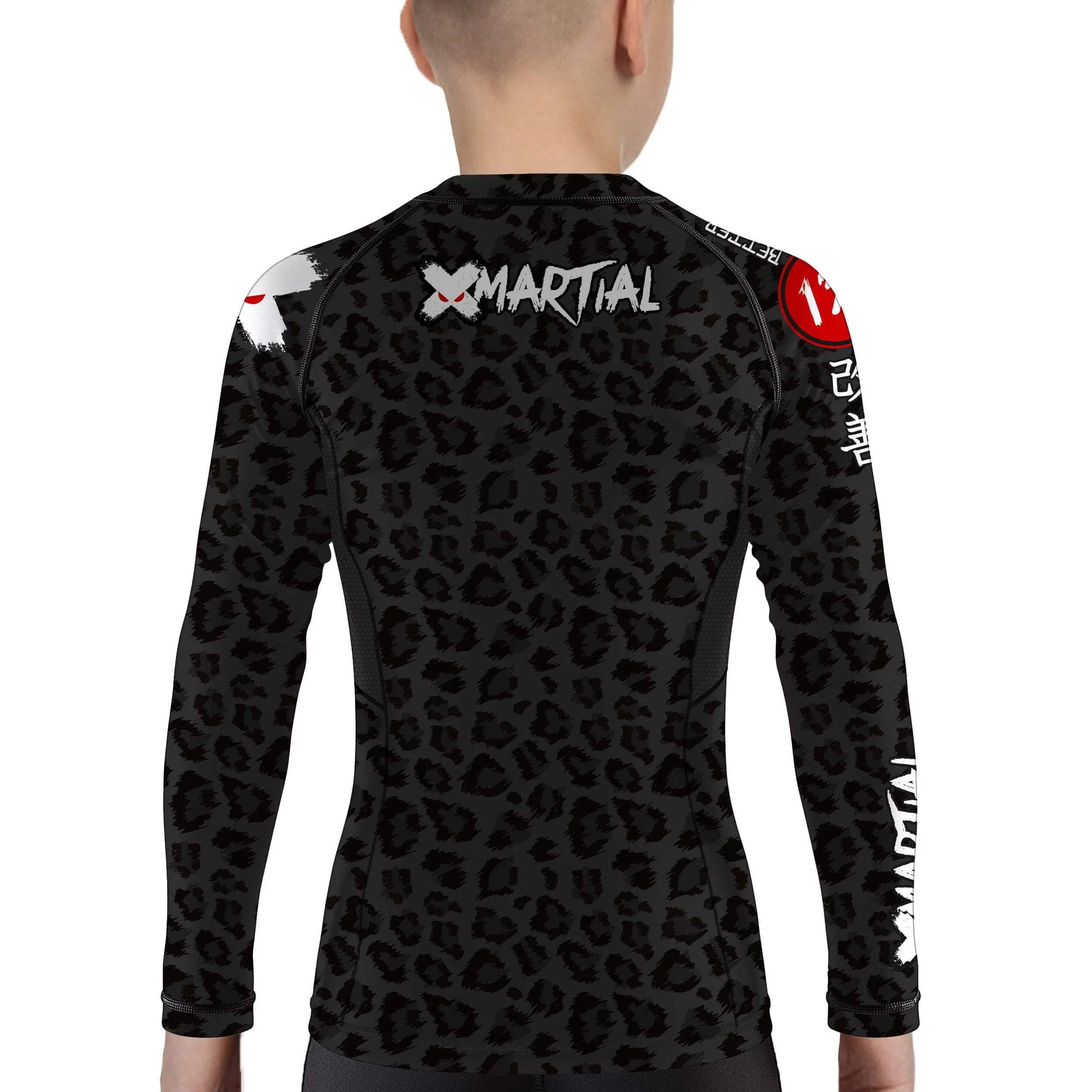 Kids BJJ Rash Guard Black Leopard X-Tech 25 Series