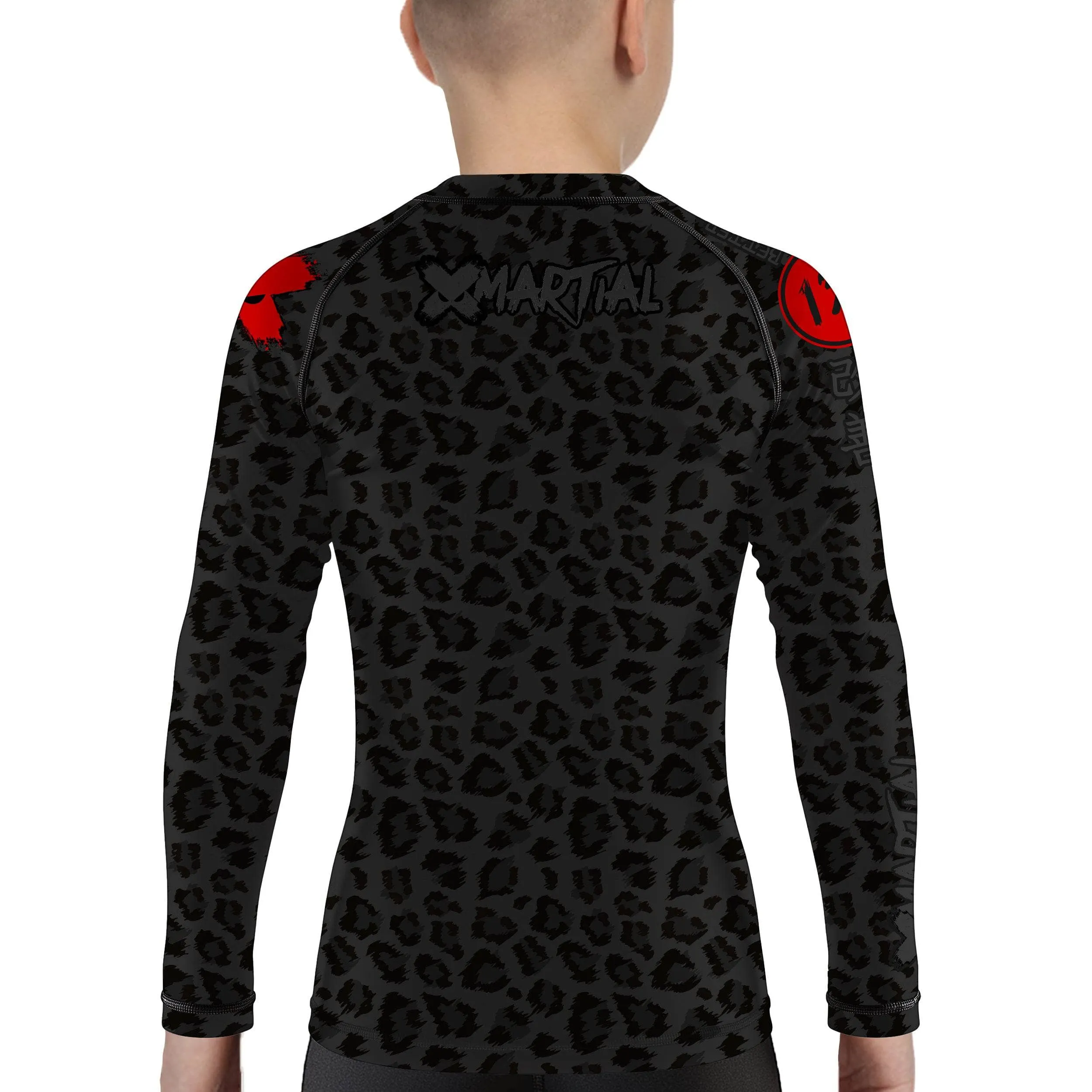 Kids BJJ Rash Guard Black Leopard X-Tech 25 Series