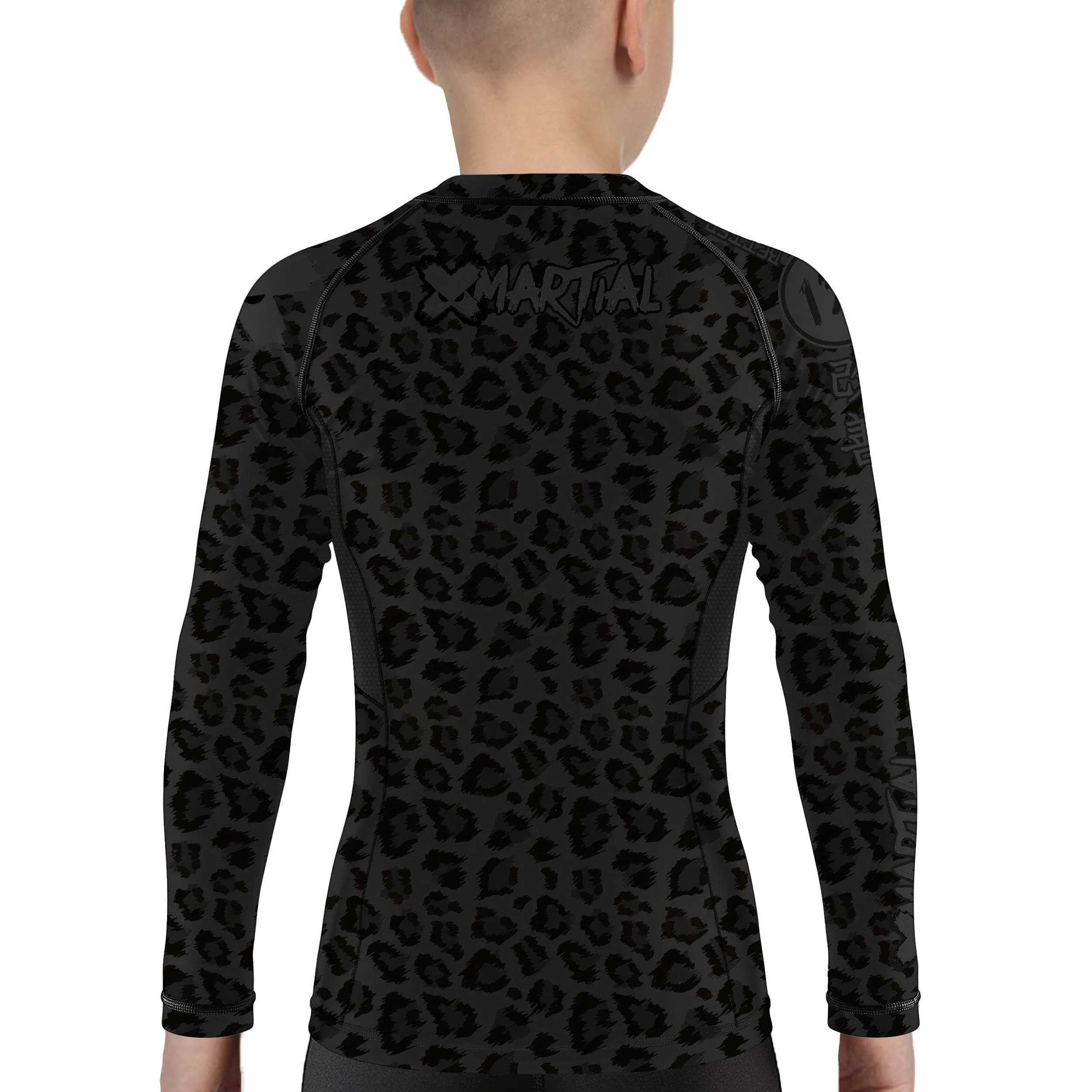 Kids BJJ Rash Guard Black Leopard X-Tech 25 Series