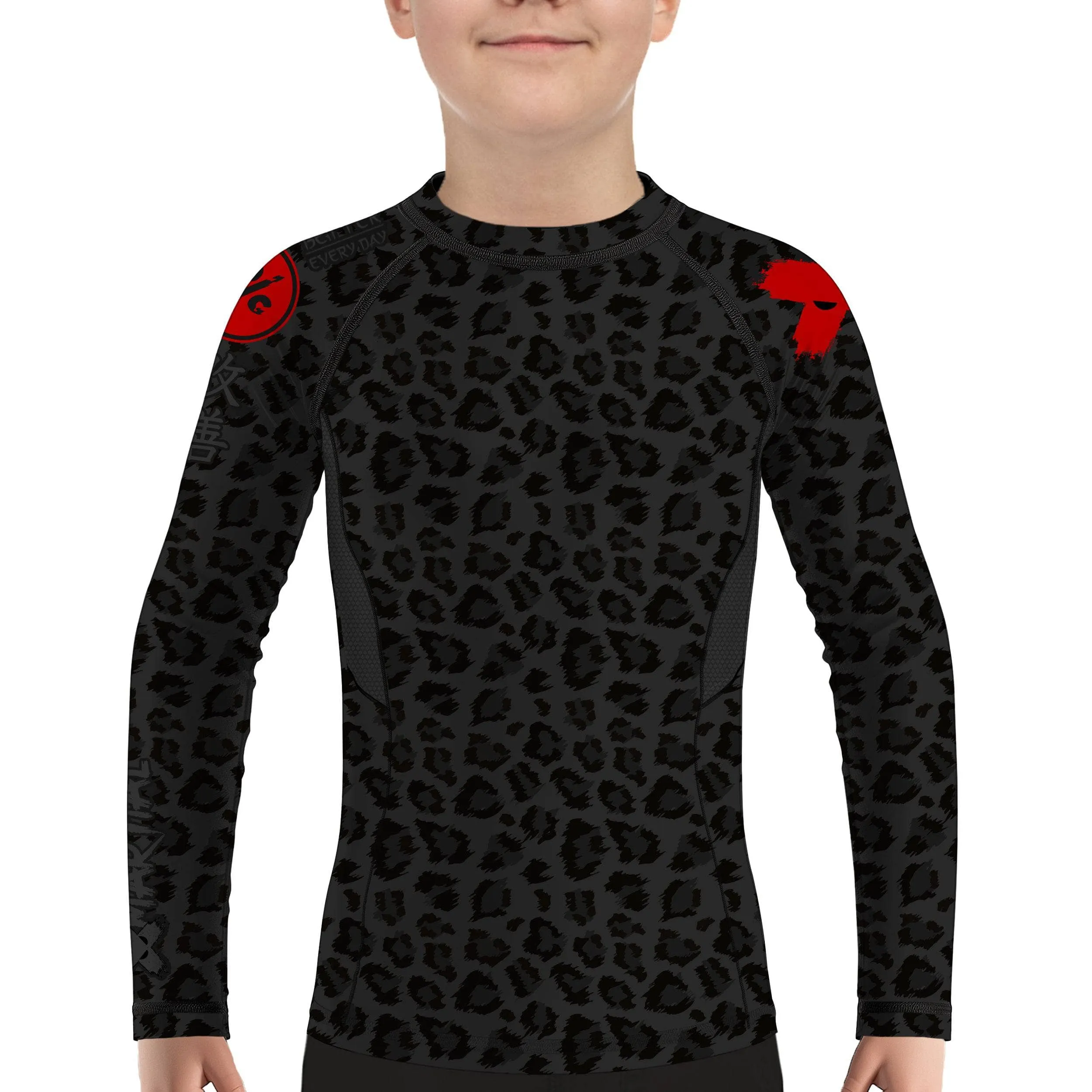 Kids BJJ Rash Guard Black Leopard X-Tech 25 Series