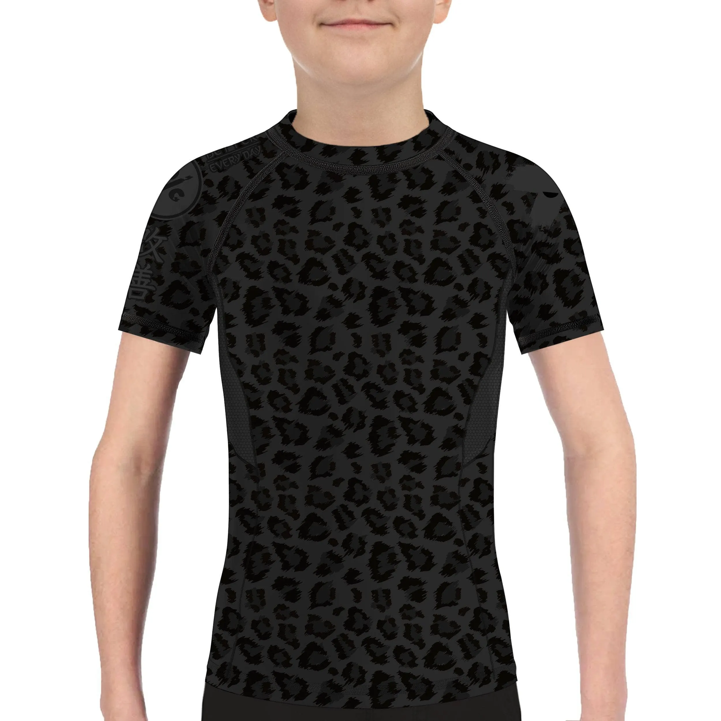 Kids BJJ Rash Guard Black Leopard X-Tech 25 Series