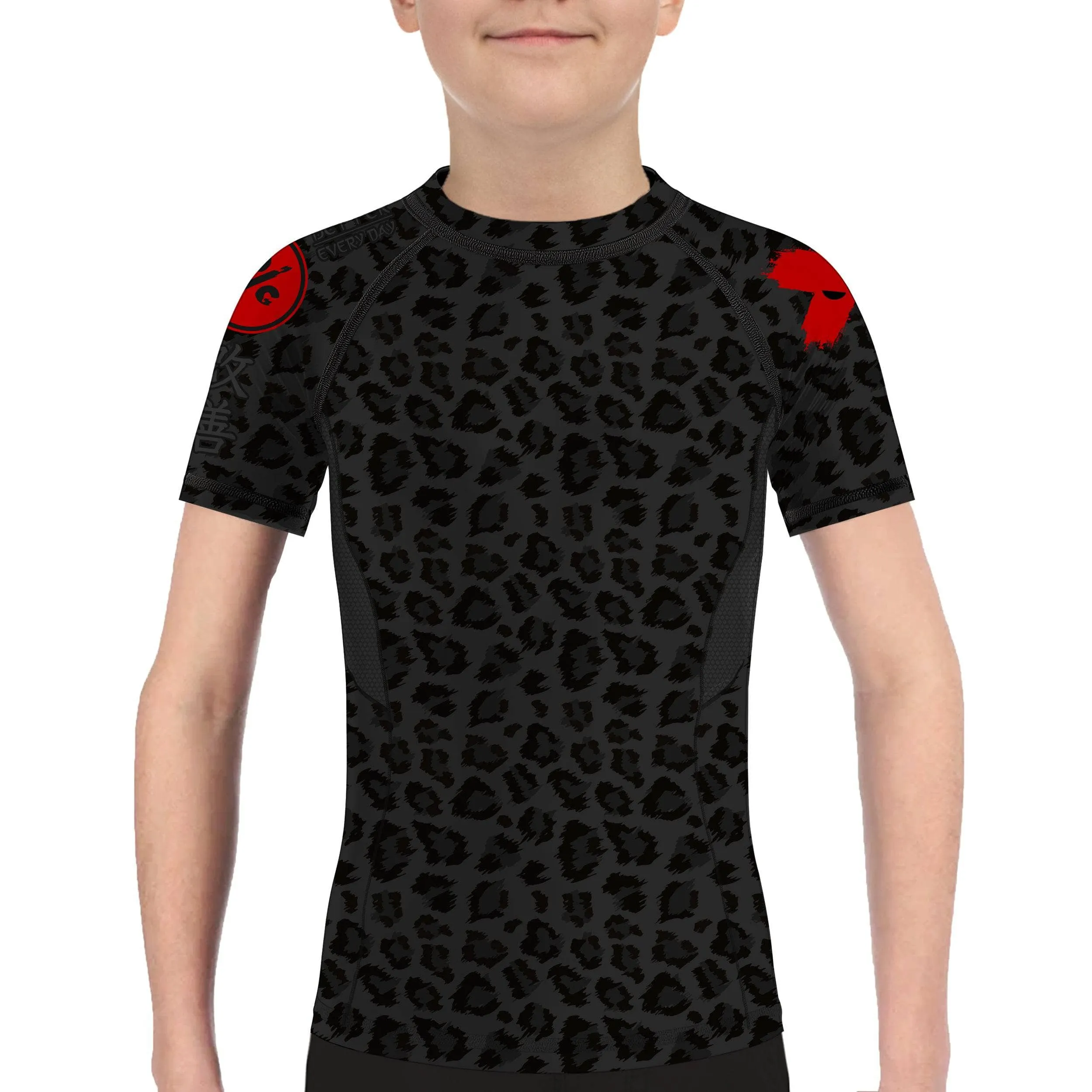 Kids BJJ Rash Guard Black Leopard X-Tech 25 Series