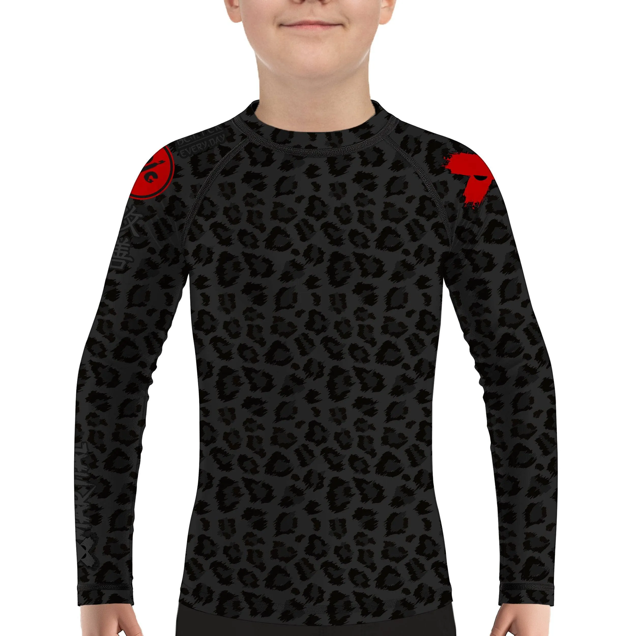Kids BJJ Rash Guard Black Leopard X-Tech 25 Series