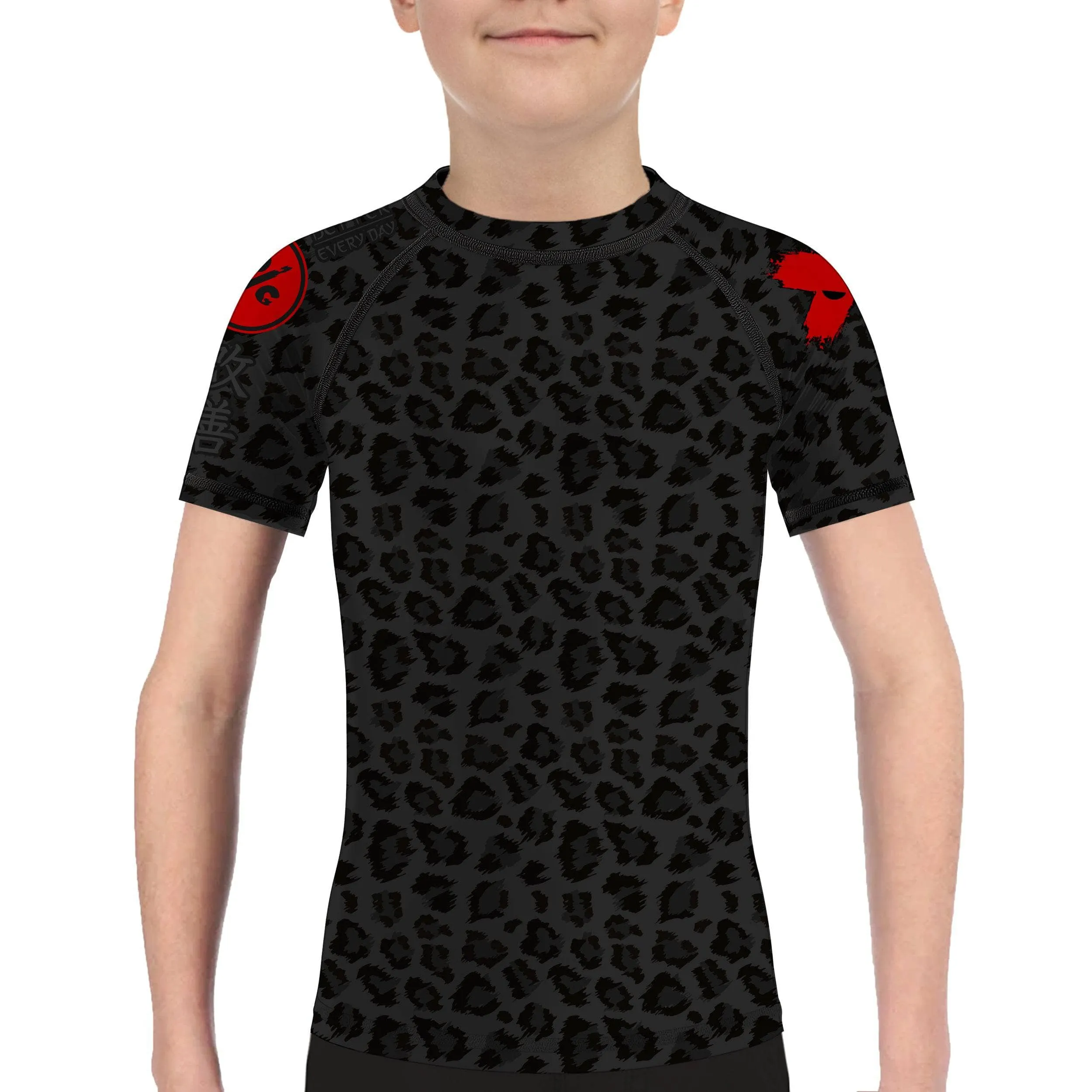 Kids BJJ Rash Guard Black Leopard X-Tech 25 Series
