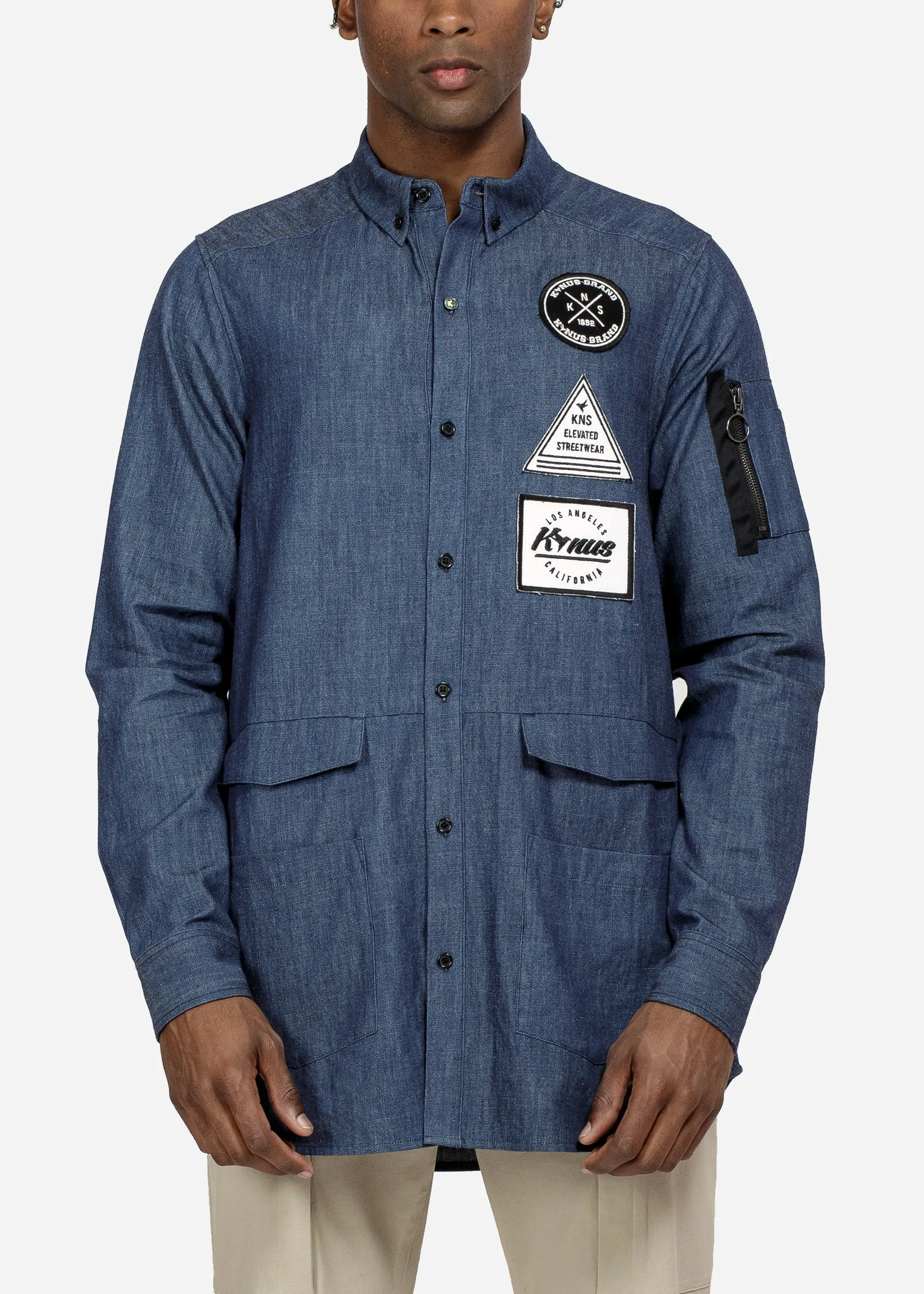 Konus Men's Essential Chambray Button Down Shirt in Indigo