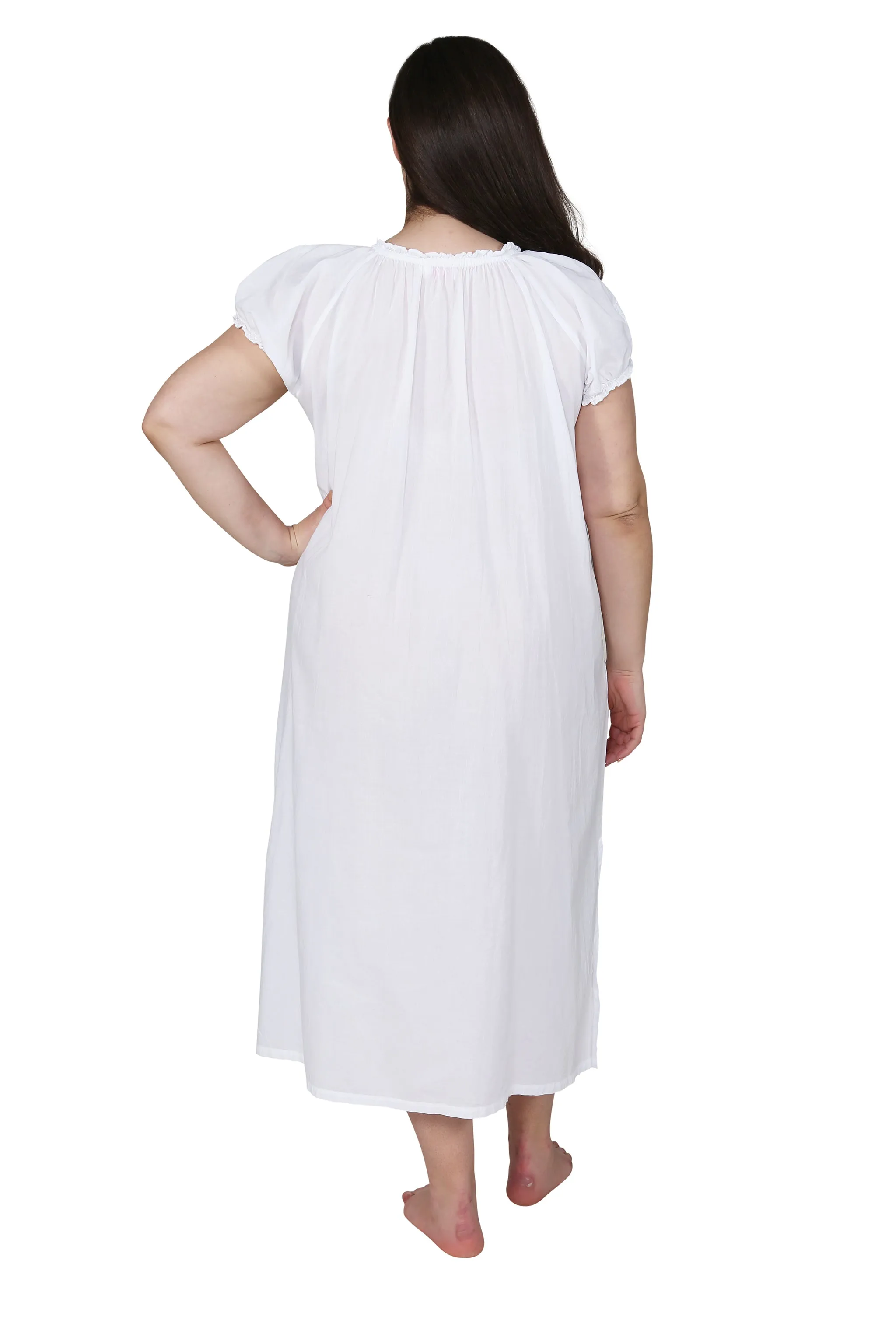 La Cera Plus Size Puff Sleeve Peasant Neckline Gown