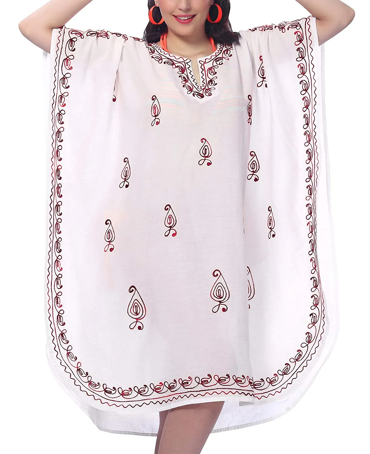 LA LEELA Rayon Solid 01 Women's Kaftan Kimono Nightgown Beachwear Cover up Dress