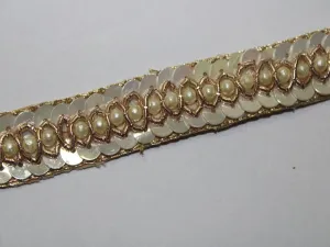 Light Golden Sequins and Stone Handwork Embellished Embroidered Border