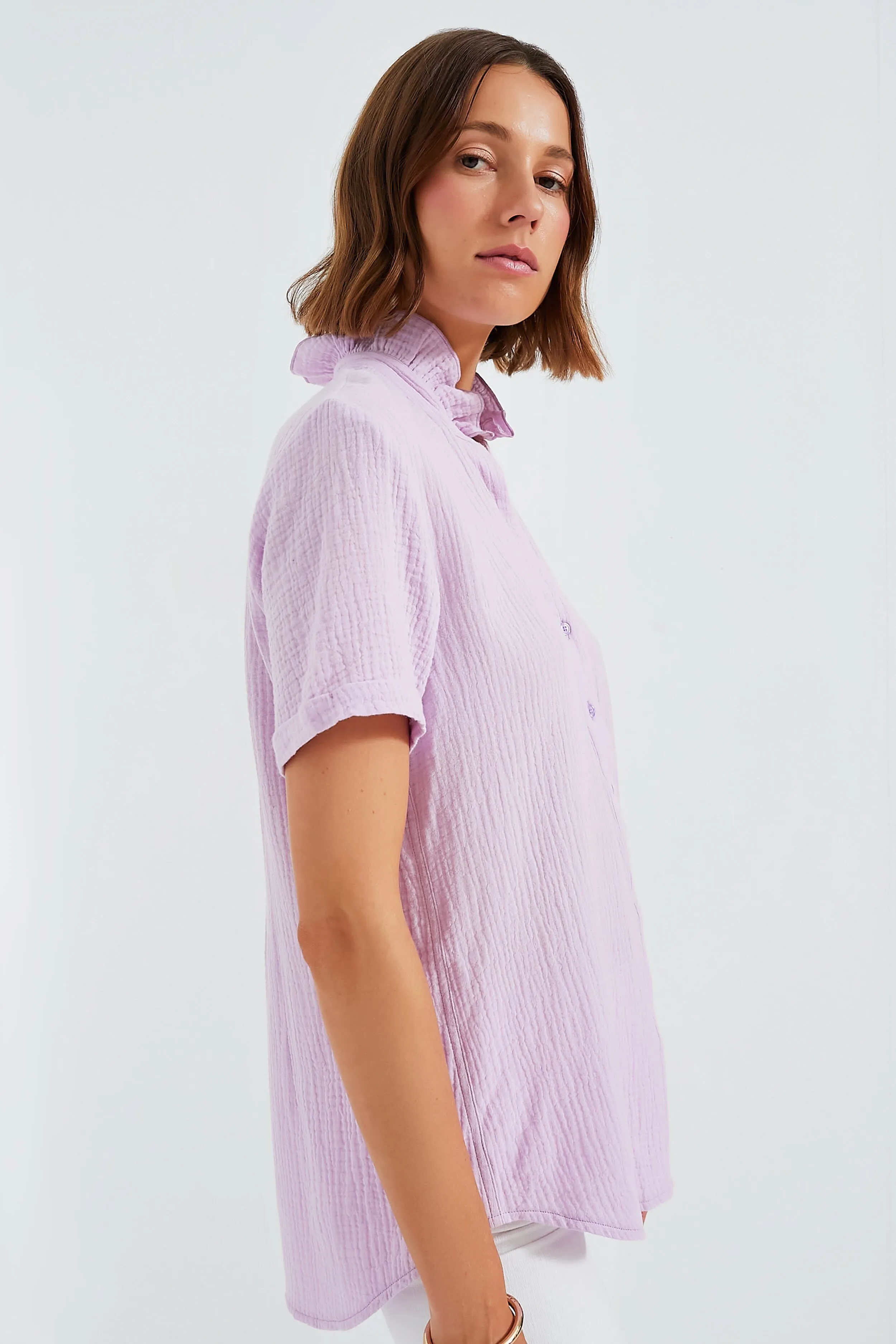 Lilac The Short Sleeve Loose Back Shirt