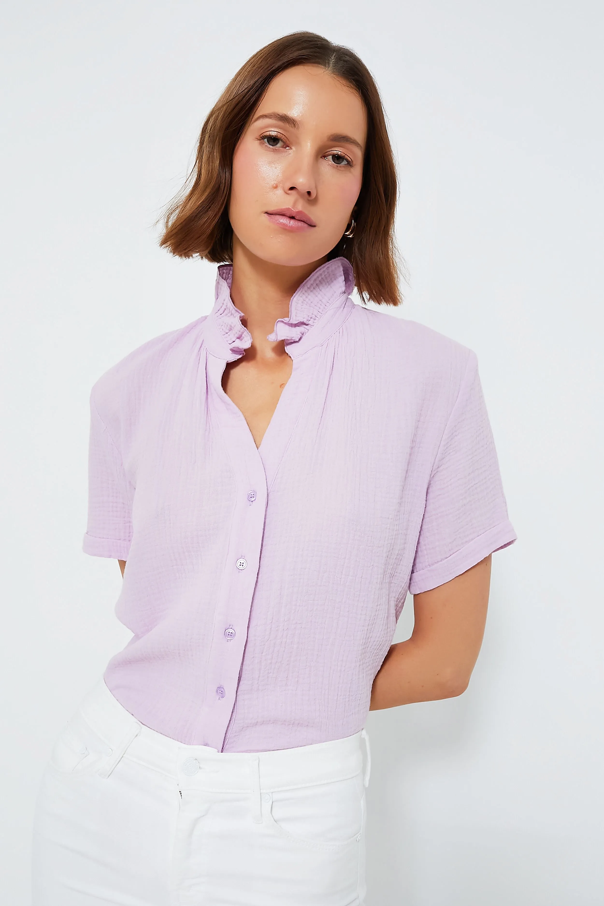 Lilac The Short Sleeve Loose Back Shirt