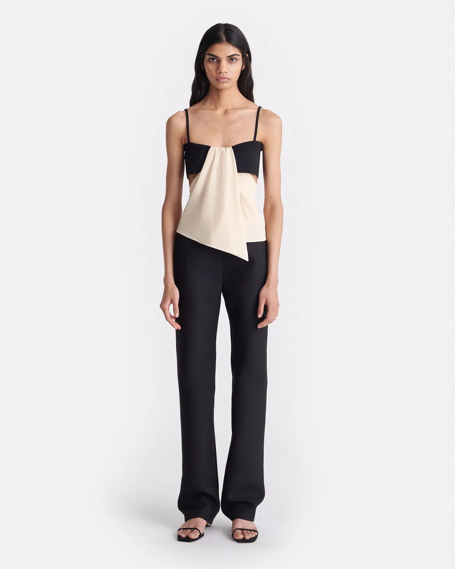 Lisbeth - Draped Georgette And Jersey Top - Butter/Black