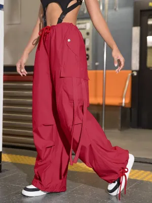 Long Fit Drawstring Waistline Pants