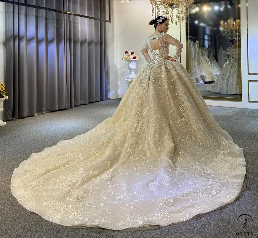 Luxury Embroidered Sleeveless Wedding Dresses OS3964