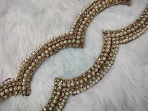 Maroon Fancy Pearl And Stone Embellished Trim