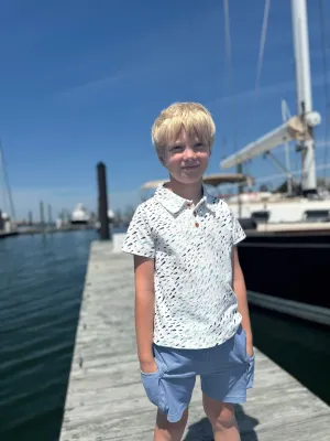 Me & Henry Starboard Printed Polo / Blue Fish