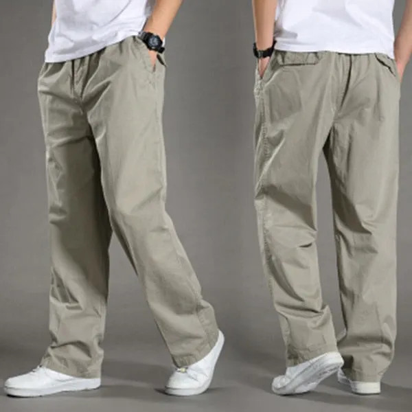 Men Solid Pants with Many Pockets Tactical Cargo Pants Dark Grey Combat Pants Straight Trousers Summer Safari Style Men Clothing