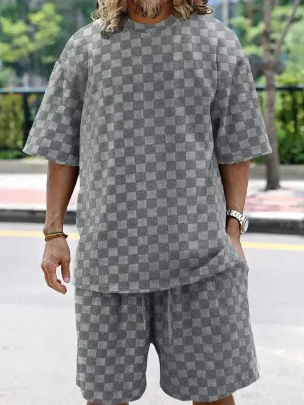 Men's Checkerboard Leisure Two-Piece