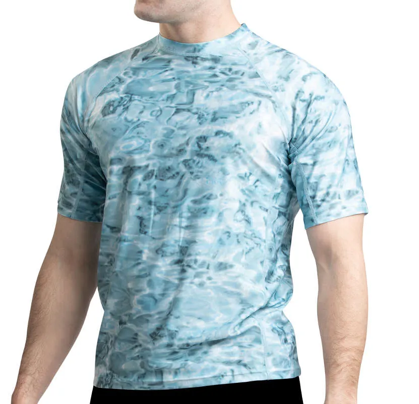 Mens Short Sleeve Loose Fit Swim Rashguard | Aqua Design