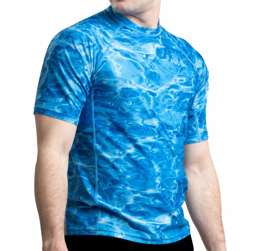 Mens Short Sleeve Loose Fit Swim Rashguard | Aqua Design