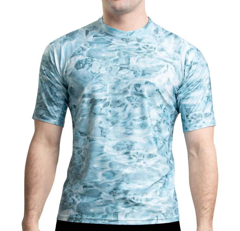 Mens Short Sleeve Loose Fit Swim Rashguard | Aqua Design