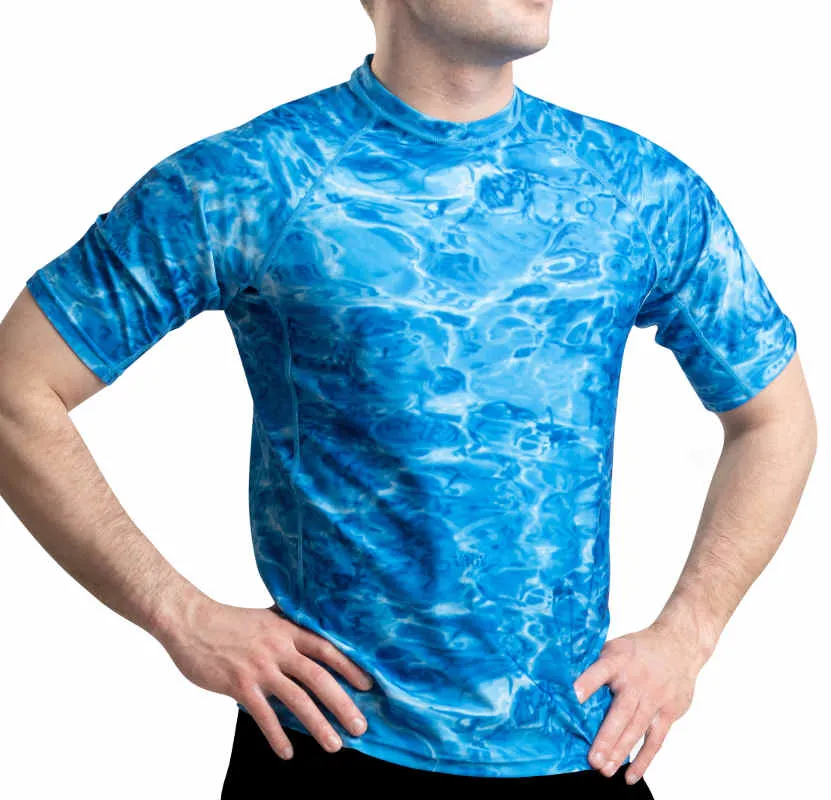 Mens Short Sleeve Loose Fit Swim Rashguard | Aqua Design