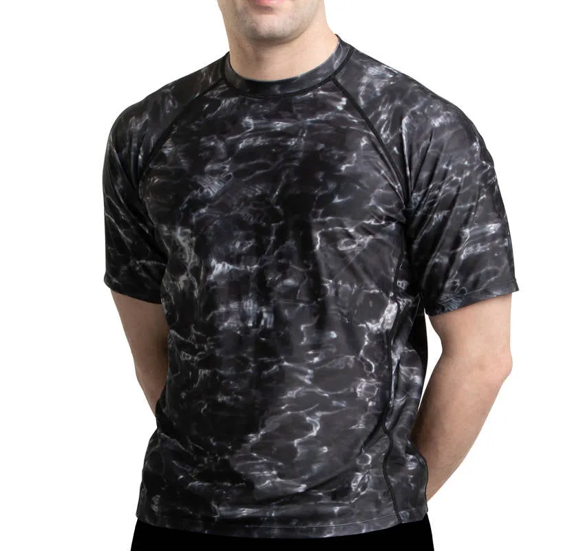 Mens Short Sleeve Loose Fit Swim Rashguard | Aqua Design