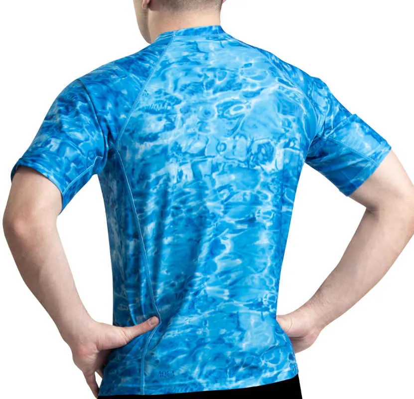 Mens Short Sleeve Loose Fit Swim Rashguard | Aqua Design