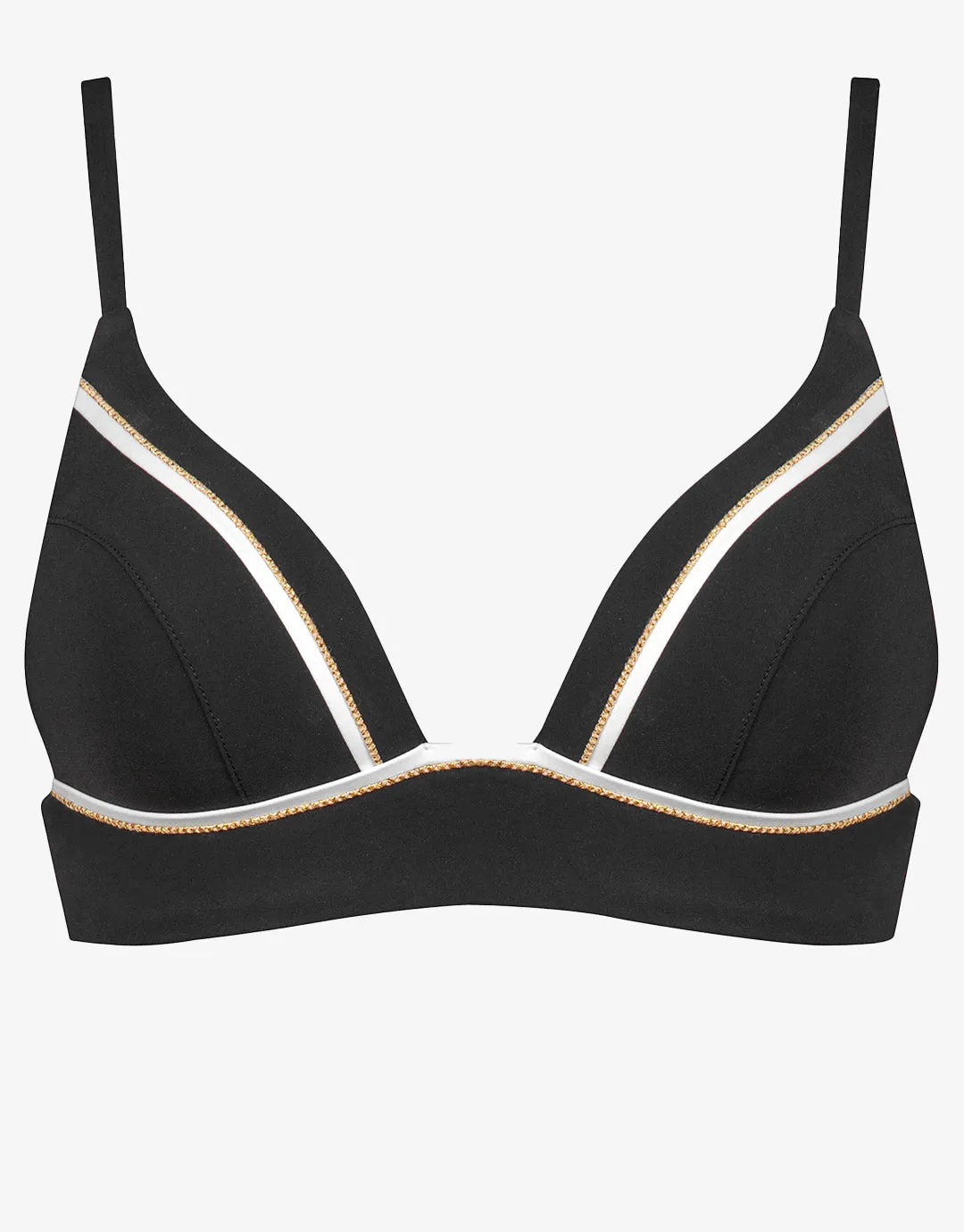 Metrics Bralette Bikini Top - Black White and Gold