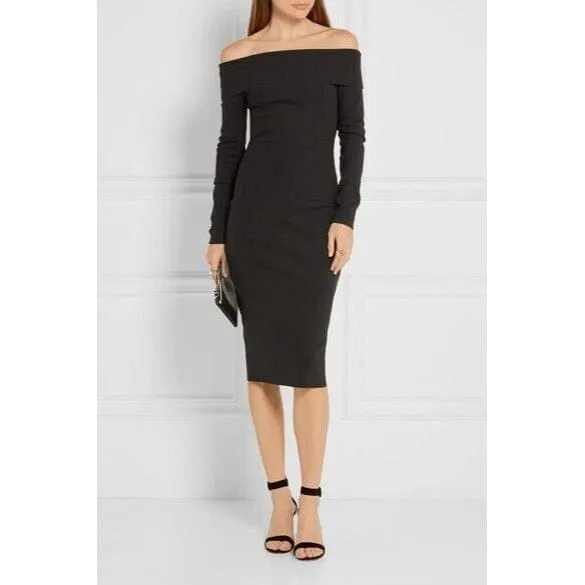 Nania Off The Shoulder Stretch Scuba Dress Size Large Black