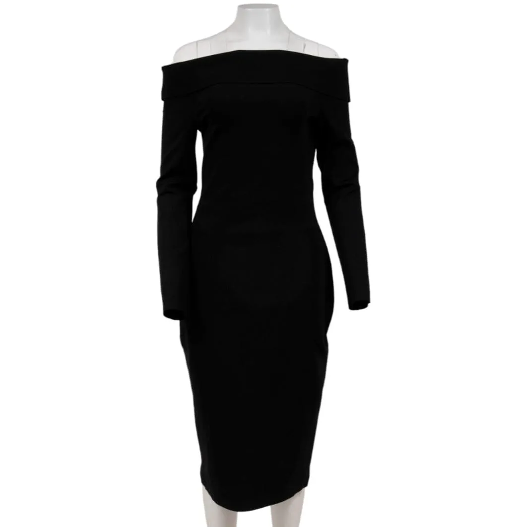 Nania Off The Shoulder Stretch Scuba Dress Size Large Black