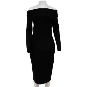 Nania Off The Shoulder Stretch Scuba Dress Size Large Black