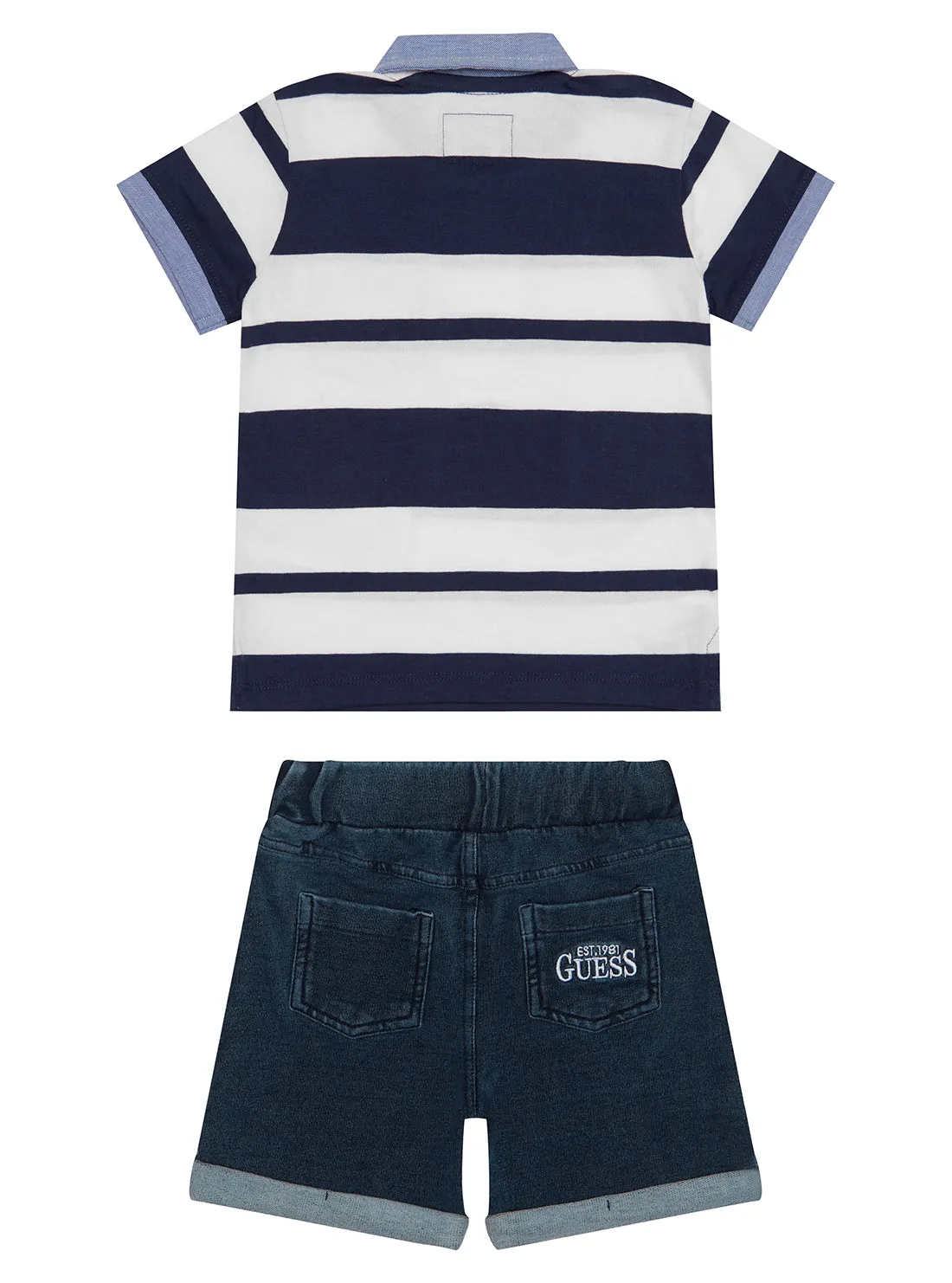 Navy Stripe Polo and Shorts Set (12-24M)