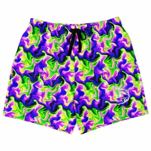 Neon Green & Purple Swirl Gym Shorts