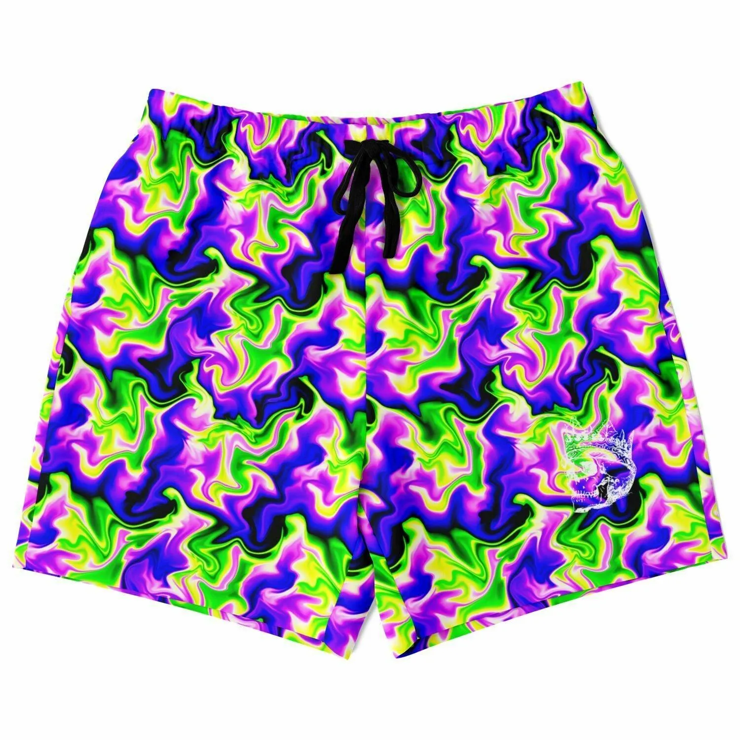 Neon Green & Purple Swirl Gym Shorts