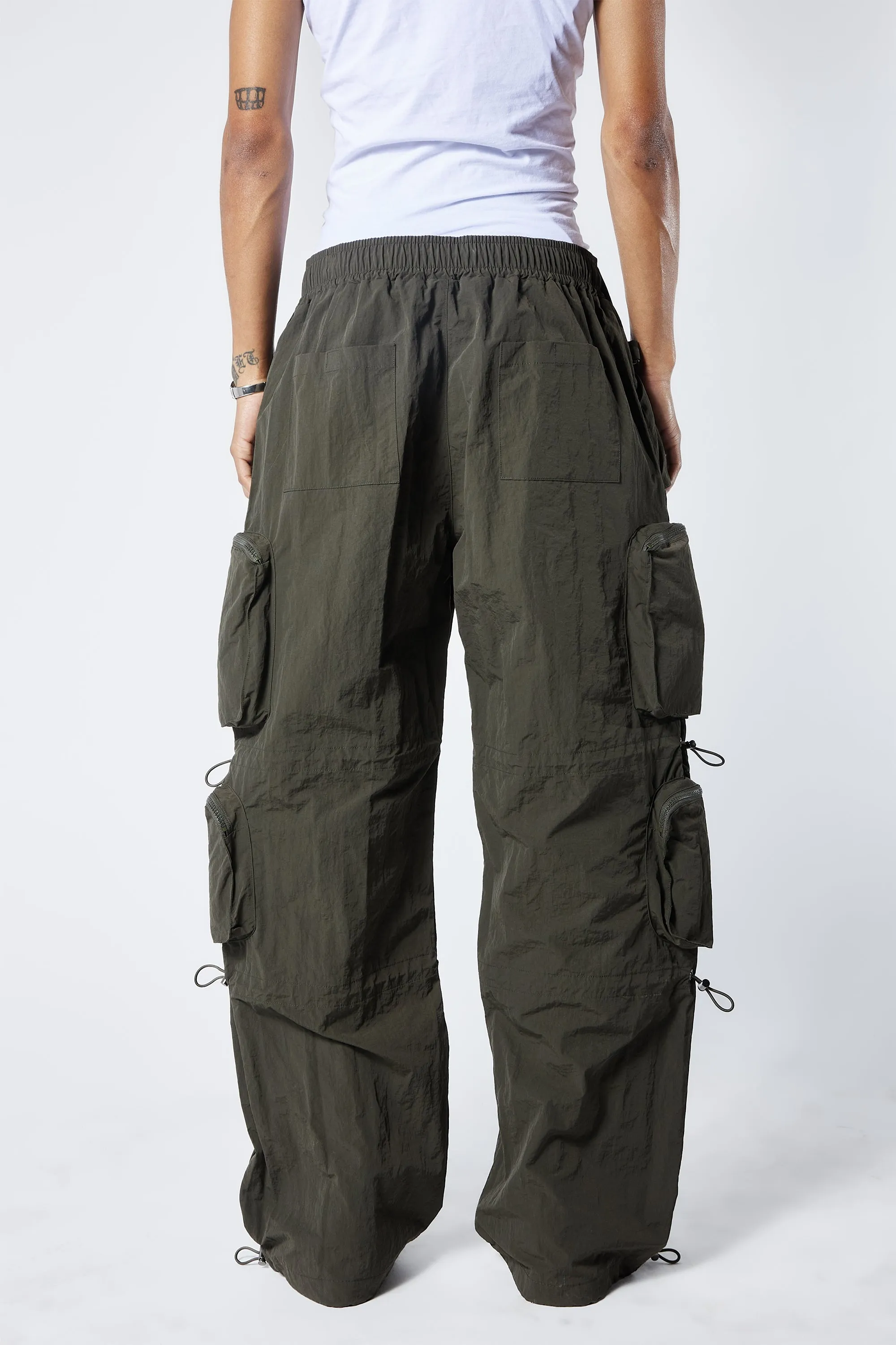Nylon Parachute Pants- GREEN