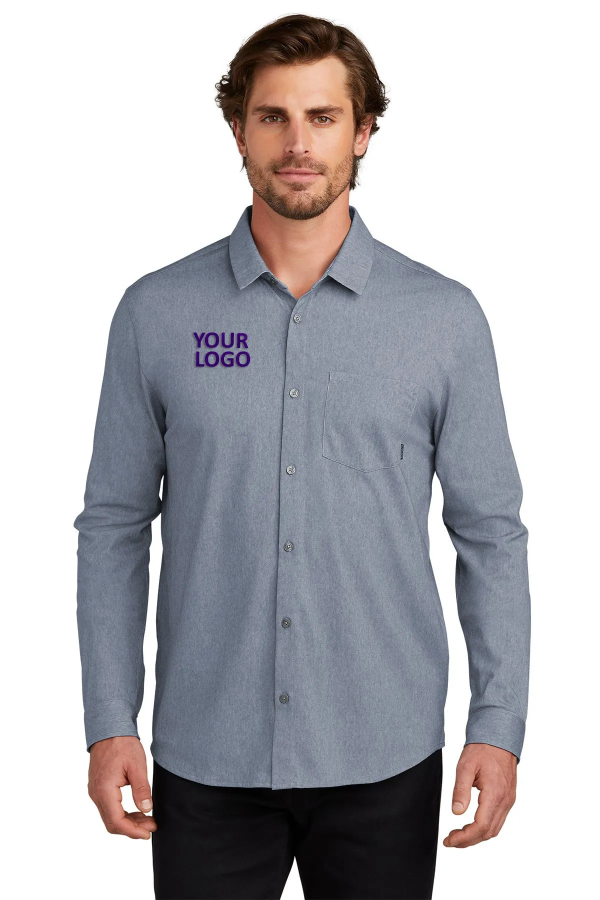 OGIO Extend Customzied Button Downs, Deep Blue Heather