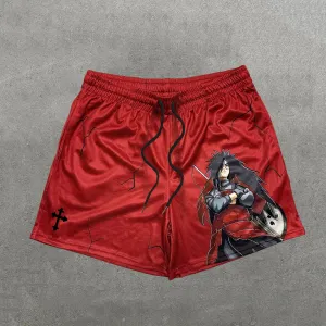 Personalized Anime Print Mesh Drawstring Shorts