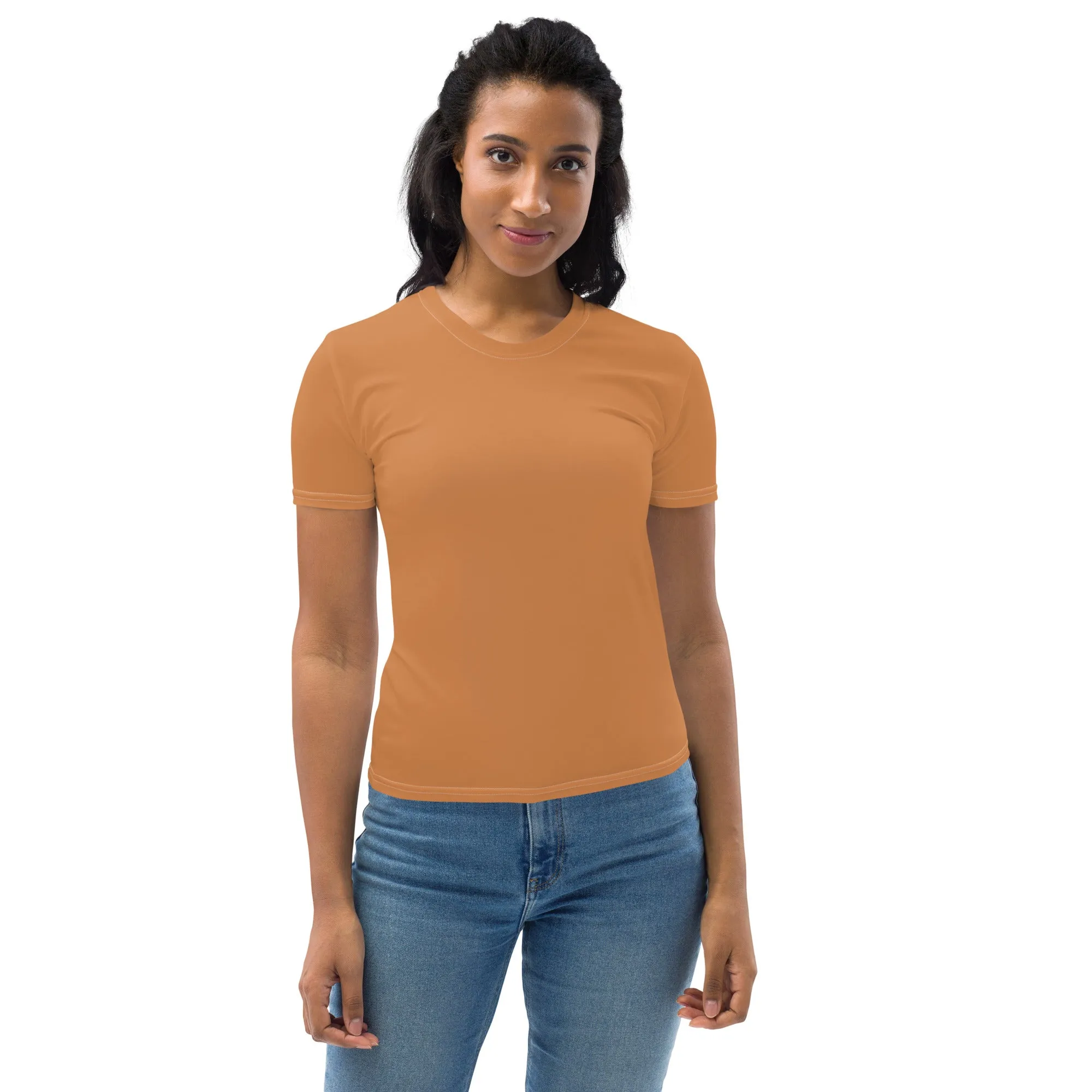 Premium Women's Short Sleeve Solid Color Rash Guard for BJJ - Raw Sienna