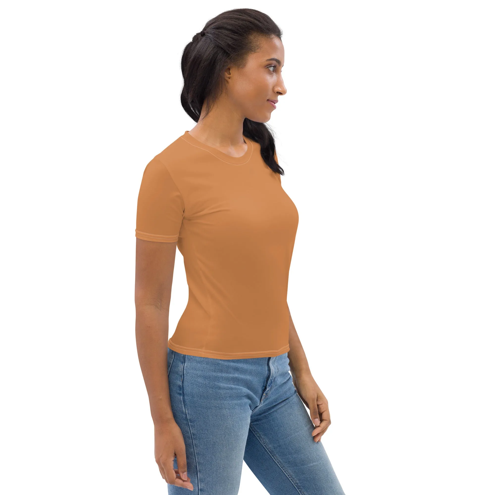 Premium Women's Short Sleeve Solid Color Rash Guard for BJJ - Raw Sienna