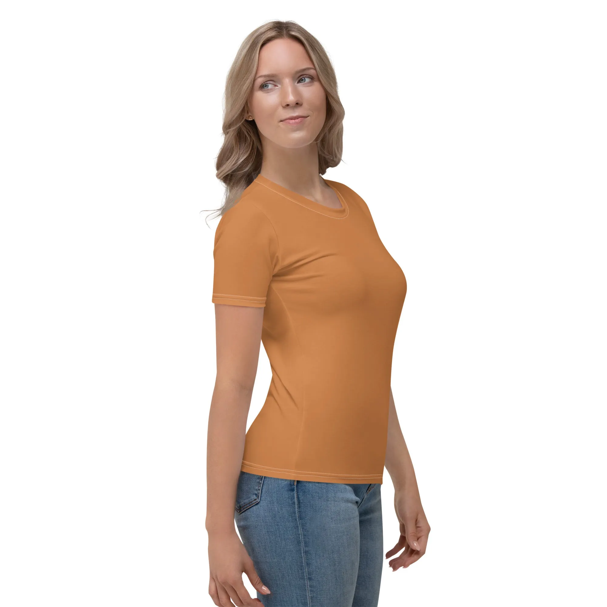 Premium Women's Short Sleeve Solid Color Rash Guard for BJJ - Raw Sienna