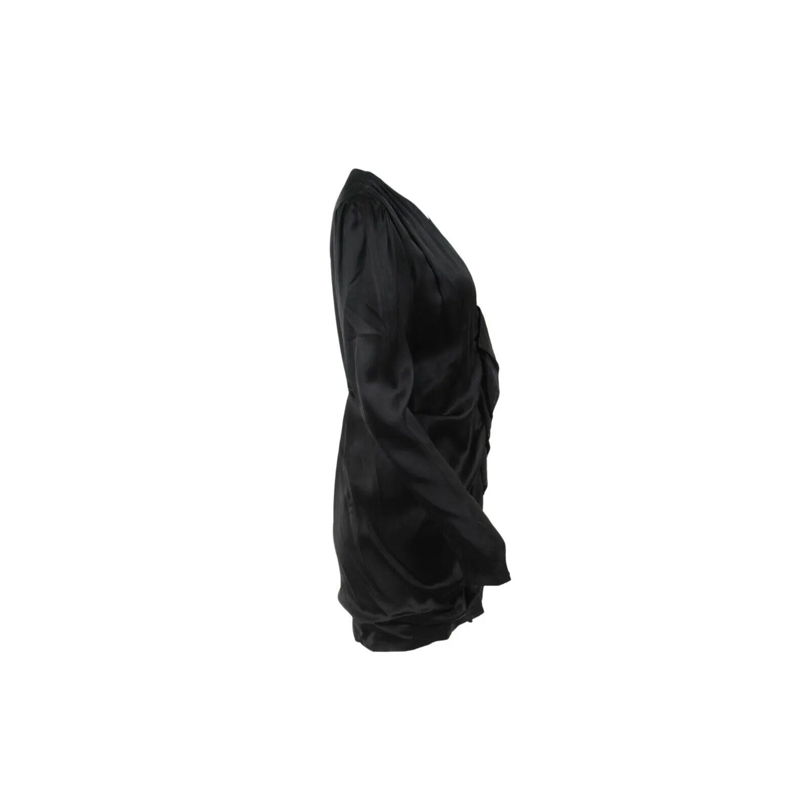 Ruffle Front Zipped Black Viscose Mini Dress Romper