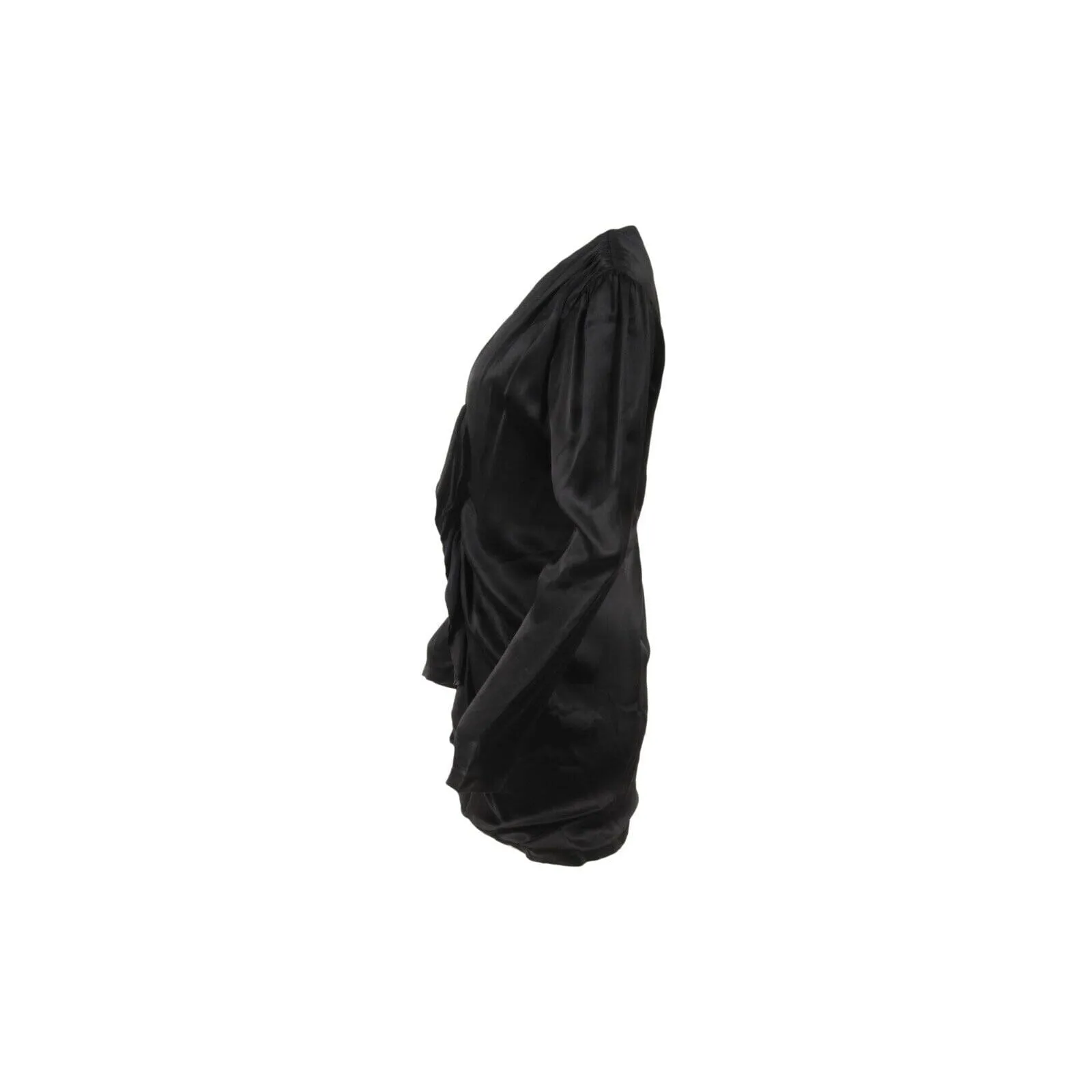 Ruffle Front Zipped Black Viscose Mini Dress Romper
