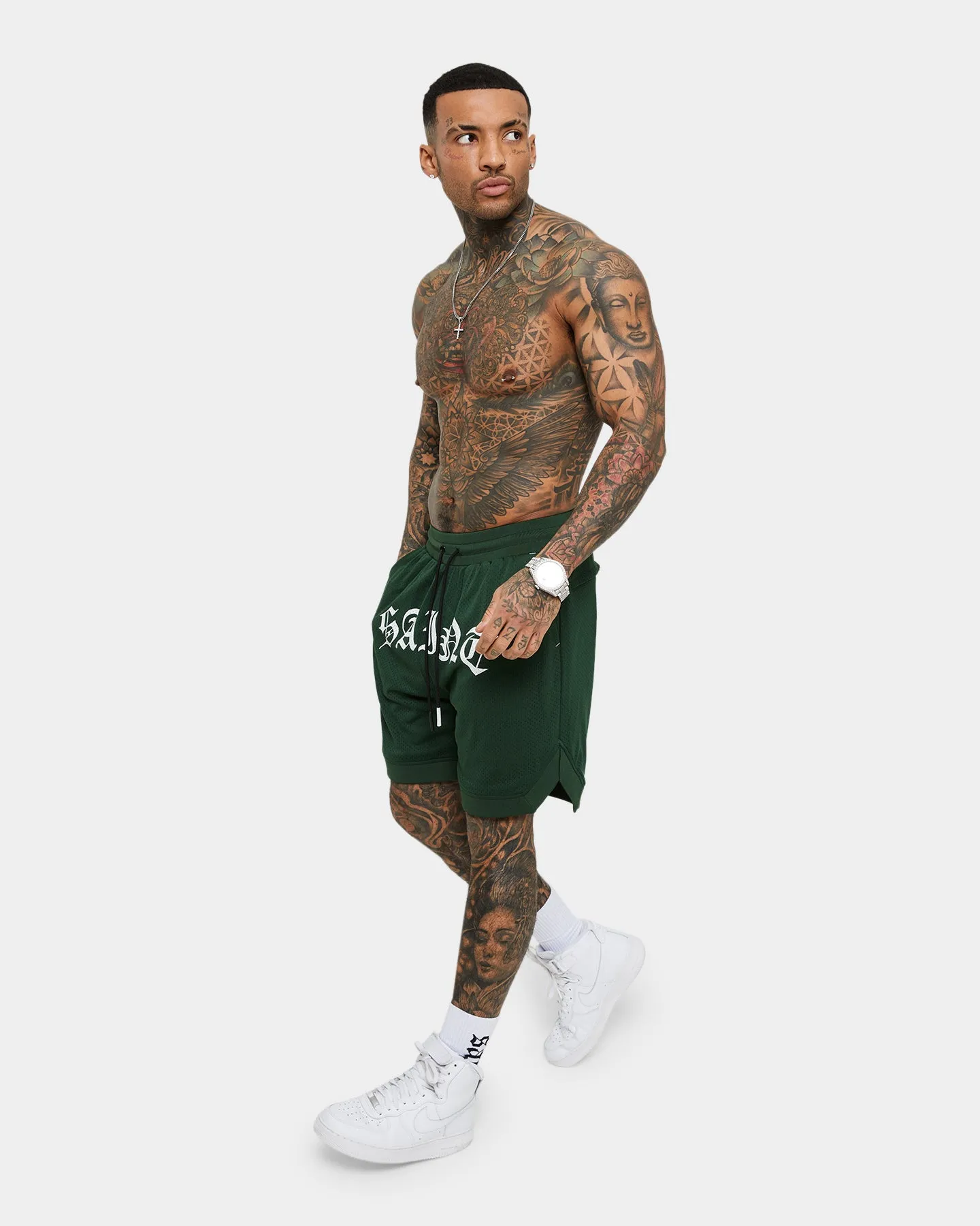Saint Morta Day of the Dead Basketball Shorts Dark Green